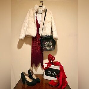 Betsey Johnson Black Crossbody Bag with Retro Rotary Dial Design and red hearts